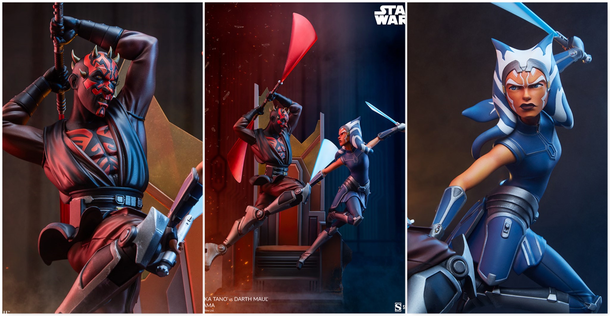 Ahsoka Tano vs Darth Maul Diorama by Sideshow Movie Ties